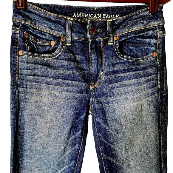 American Eagle SZ 2 Mid Rise Straight Leg Super Stretch Jeans Vintage Dark Wash - Picture 3 of 9